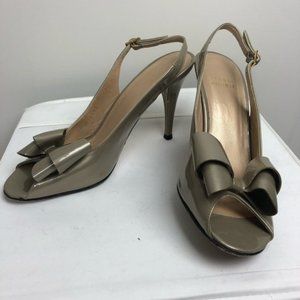 Stuart Weitzman Y2K Patent Leather Sling Back Bow Heels 7.5